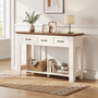 Sikaic Console Table 47 inch Farmhouse Console Table with 3 Drawers White-Brown White / Engineered Wood / Farmhouse