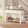 Sikaic Console Table 47 inch Farmhouse Console Table with 3 Drawers White-Brown White / Engineered Wood / Farmhouse