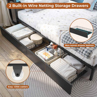 Sikaic Daybeds Full Size LED Daybed with Storage Drawers and Bookcase Headboard Black Black / Engineered Wood / Modern