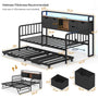 Sikaic Daybeds Twin Daybed with Trundle with Storage Headboard & Charging Station Black Black / Engineered Wood / Modern