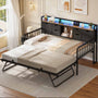 Sikaic Daybeds Twin Daybed with Trundle with Storage Headboard & Charging Station Black Black / Engineered Wood / Modern
