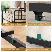 Sikaic Daybeds Twin Daybed with Trundle with Storage Headboard & Charging Station Black Black / Engineered Wood / Modern