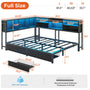 Sikaic Daybeds Full Size Daybed with Charging Station and LED Lights Black Black / Full / Modern