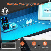 Sikaic Daybeds Full Size Daybed with Charging Station and LED Lights Black Black / Full / Modern