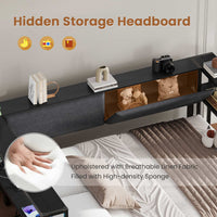 Sikaic Daybeds Full Size Daybeds with Charging Station and Storage Shelves Black Black / Full / Modern