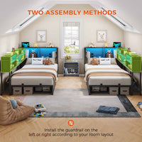 Sikaic Daybeds Twin Size Daybed with Charging Station and LED Lights Black Black / Twin / Modern