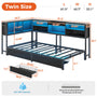 Sikaic Daybeds Twin Size Daybed with Charging Station and LED Lights Black Black / Twin / Modern