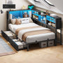 Sikaic Daybeds Twin Size Daybed with Charging Station and LED Lights Black Black / Twin / Modern