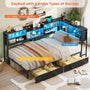 Sikaic Daybeds Twin Size Daybed with Charging Station and LED Lights Black Black / Twin / Modern