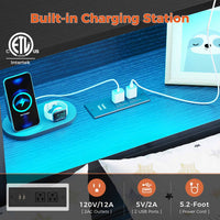 Sikaic Daybeds Twin Size Daybed with Charging Station and LED Lights Black Black / Twin / Modern