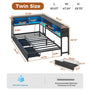Sikaic Daybeds Twin Size LED Daybed with Storage Drawers and Bookcase Headboard Black Black / Twin / Modern