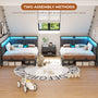 Sikaic Daybeds Full LED Daybed with Line Fabric Upholstered Fence and Charging Station Gray Gray / Full / Modern