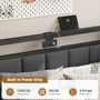 Sikaic Daybeds Twin LED Daybed with Line Fabric Upholstered Fence and Charging Station Gray Gray / Twin / Modern