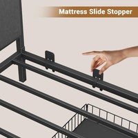 Sikaic Daybeds Twin LED Daybed with Line Fabric Upholstered Fence and Charging Station Gray Gray / Twin / Modern