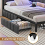 Sikaic Daybeds Twin LED Daybed with Line Fabric Upholstered Fence and Charging Station Gray Gray / Twin / Modern