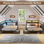 Sikaic Daybeds Twin LED Daybed with Line Fabric Upholstered Fence and Charging Station Gray Gray / Twin / Modern