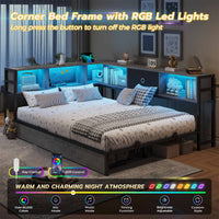 Sikaic Daybeds Twin Size LED Daybed with Storage Drawers and Bookcase Headboard Oak Gray Gray / Twin / Modern