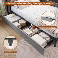 Sikaic Daybeds Twin Size LED Daybed with Storage Drawers and Bookcase Headboard Oak Gray Gray / Twin / Modern