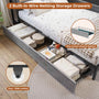 Sikaic Daybeds Twin Size LED Daybed with Storage Drawers and Bookcase Headboard Oak Gray Gray / Twin / Modern