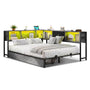 Sikaic Daybeds Twin Size LED Daybed with Storage Drawers and Bookcase Headboard Oak Gray Gray / Twin / Modern