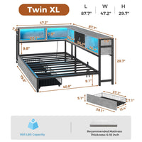 Sikaic Daybeds Twin XL Size LED Daybed with Storage Drawers and Bookcase Headboard Oak Gray Gray / Twin XL / Modern