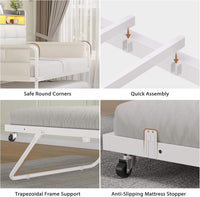 Sikaic Daybeds Twin Daybeds with Trundle and Upholstered Headboard White White / Engineered Wood / Engineered Wood