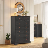 Sikaic Dresser 51.4 inch Farmhouse 7-Drawer Dresser White