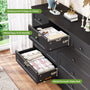 Sikaic Dresser 51.2 inch Wide 9-Drawer Dresser with Charging Station Black Black / Engineered Wood / Farmhouse