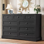 Sikaic Dresser 51.2 inch Wide 9-Drawer Dresser with Charging Station Black Black / Engineered Wood / Farmhouse