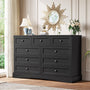 Sikaic Dresser 51.2 inch Wide 9-Drawer Dresser with Charging Station Black Black / Engineered Wood / Farmhouse