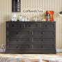 Sikaic Dresser 51.2 inch Wide 9-Drawer Dresser with Charging Station Black Black / Engineered Wood / Farmhouse