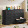 Sikaic Dresser 51.2 inch Wide 9-Drawer Dresser with Charging Station Black Black / Engineered Wood / Farmhouse