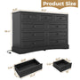Sikaic Dresser 51.2 inch Wide 9-Drawer Dresser with Charging Station Black Black / Engineered Wood / Farmhouse