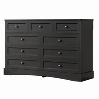 Sikaic Dresser 51.2 inch Wide 9-Drawer Dresser with Charging Station Black Black / Engineered Wood / Farmhouse