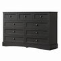 Sikaic Dresser 51.2 inch Wide 9-Drawer Dresser with Charging Station Black Black / Engineered Wood / Farmhouse