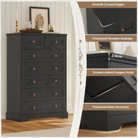 Sikaic Dresser 51.4 inch Farmhouse 7-Drawer Dresser White Black / Engineered Wood / Farmhouse