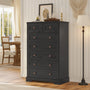 Sikaic Dresser 51.4 inch Farmhouse 7-Drawer Dresser White Black / Engineered Wood / Farmhouse