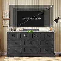 Sikaic Dresser 55.2 Inches Dresser with Charging Station Black Black / Engineered Wood / Farmhouse