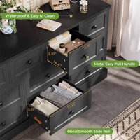 Sikaic Dresser 55.2 Inches Dresser with Charging Station Black Black / Engineered Wood / Farmhouse