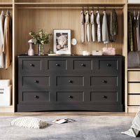 Sikaic Dresser 55.2 Inches Dresser with Charging Station Black Black / Engineered Wood / Farmhouse