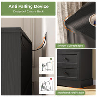 Sikaic Dresser 55.2 Inches Dresser with Charging Station Black Black / Engineered Wood / Farmhouse