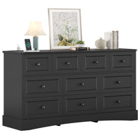 Sikaic Dresser 55.2 Inches Dresser with Charging Station Black Black / Engineered Wood / Farmhouse