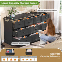 Sikaic Dresser 55.2 Inches Dresser with Charging Station Black Black / Engineered Wood / Farmhouse