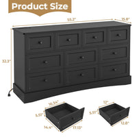 Sikaic Dresser 55.2 Inches Dresser with Charging Station Black Black / Engineered Wood / Farmhouse