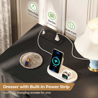 Sikaic Dresser 55.2 Inches Dresser with Charging Station Black Black / Engineered Wood / Farmhouse