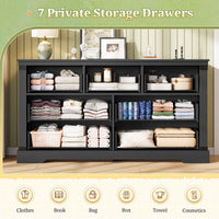 Sikaic Dresser Large Multifunctional Dresser with 7 Drawers Black Black / Engineered Wood / Farmhouse