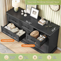 Sikaic Dresser Large Multifunctional Dresser with 7 Drawers Black Black / Engineered Wood / Farmhouse