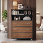 Sikaic Dresser 49.5" Tall 5-Drawer Dresser with Anti-Tip Safety Black Black / Engineered Wood / Industrial