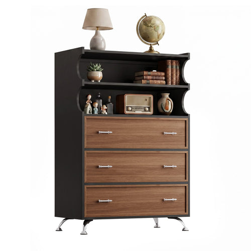 Sikaic Dresser 49.5" Tall 5-Drawer Dresser with Anti-Tip Safety Black Black / Engineered Wood / Industrial