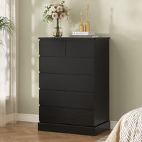 Sikaic Dresser 43.9 inch Tall 6-Drawer Dresser Black Modern
